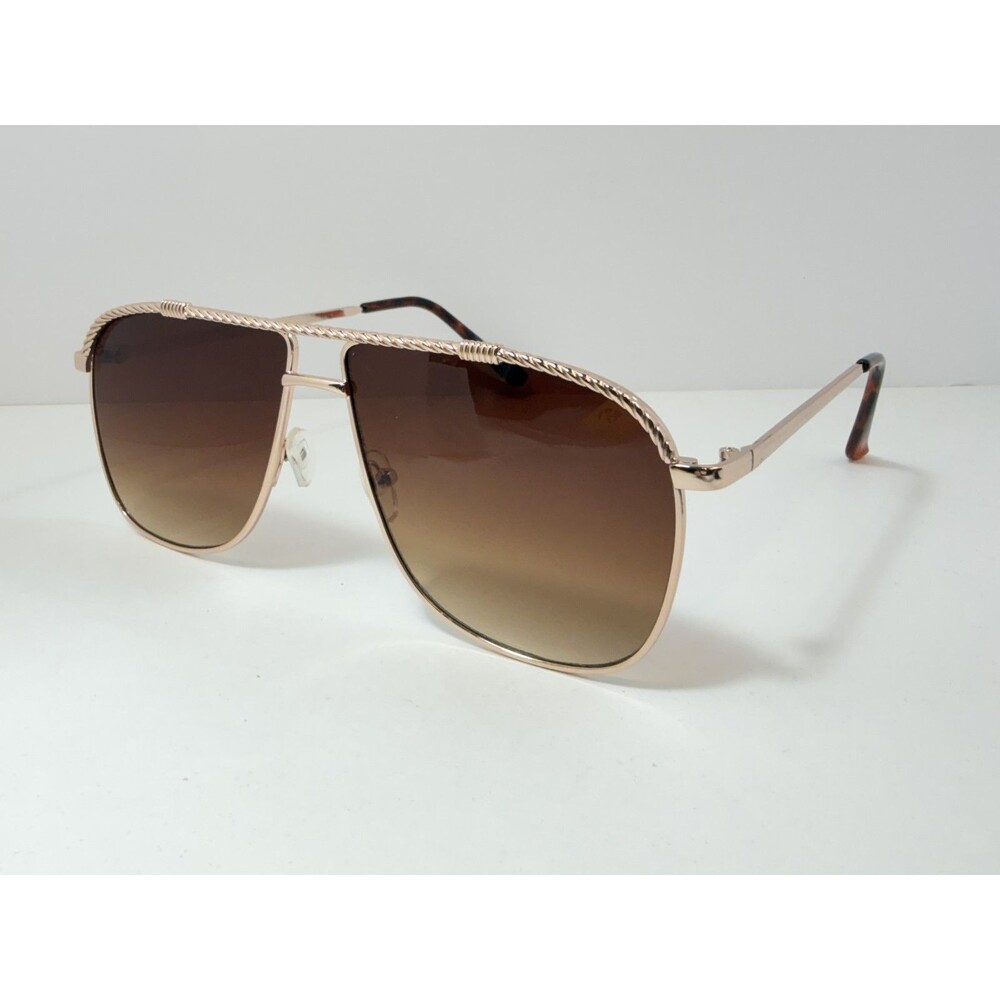 ALDO Women's Aviator Sunglasses Rose Gold Frame Brown Gradient Lenses